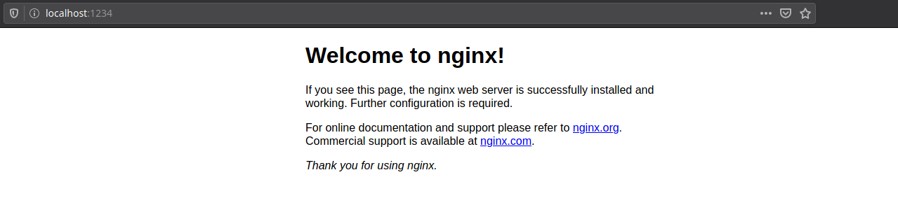 Nginx running in a container accessible from host
